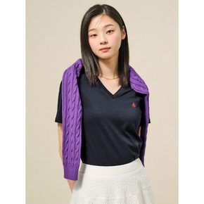 [Essential] 솔리드 V넥 슬림핏 티셔츠  네이비 (BF5242E02R)