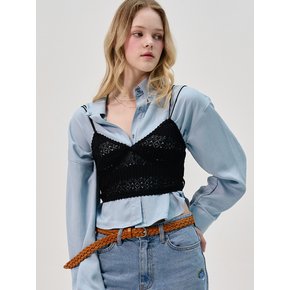 Blanche Rayon Crop Shirt_Blue