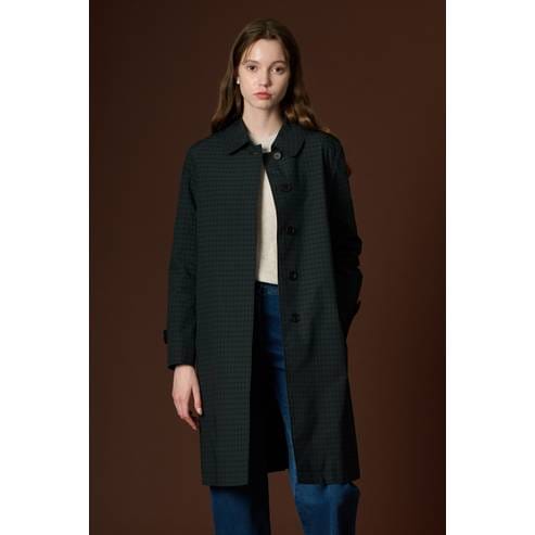 BCBG 스테디 싱글 체크 트렌치코트 B3W9N711