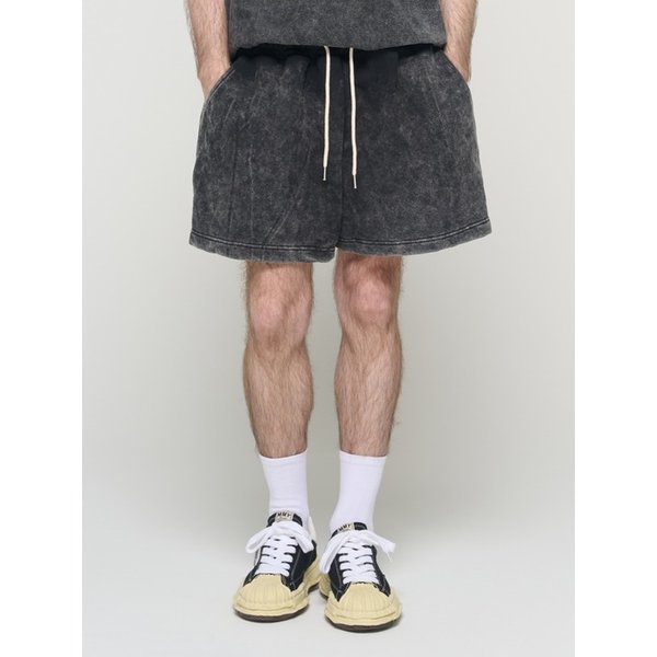 VINTAGE WASHING BANDING HALF PANTS (BLACK)