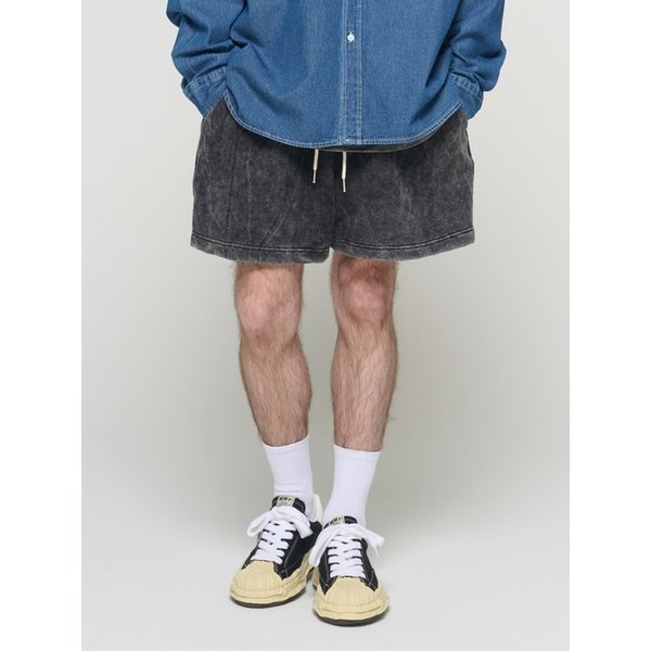 VINTAGE WASHING BANDING HALF PANTS (BLACK)