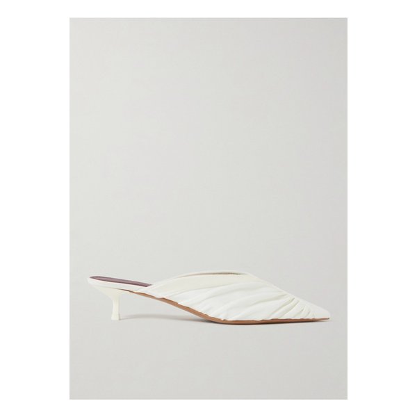 마이아 벨벳 트리밍 주름 캐디 뮬 아이보리 1647597341122849