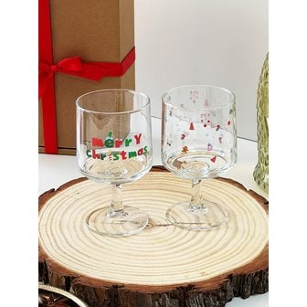 비크릴라 크리스마스 고블렛 2P 세트 250ml 홈파티 와인잔 맥주잔