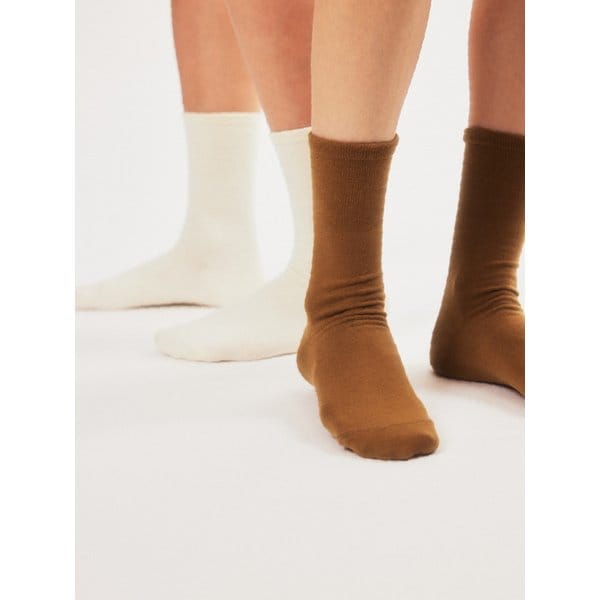 모카 Mocha 단색 컬러 장목 양말