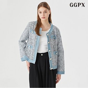 GGPX 정상가:139,000원  페미닌 데님 포켓 포인트 트위드 긴팔 자켓 (GOCJK010D)