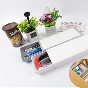책상밑 슬라이딩 세로형 부착식 소품 볼펜 서랍 1P 서