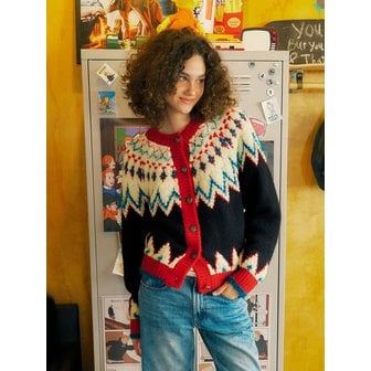 그린버터 Fuzzy Terry Nordic Cardigan (Black)