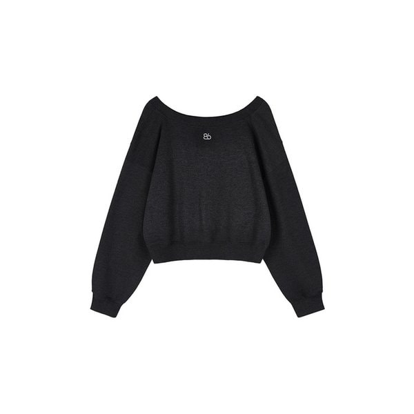 스몰비비 오프숄더 크롭 스웻셔츠 (Dark Grey)