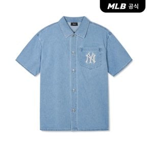 [코리아공식]베이직 미디움로고 반팔 데님셔츠 NY (L.Blue)