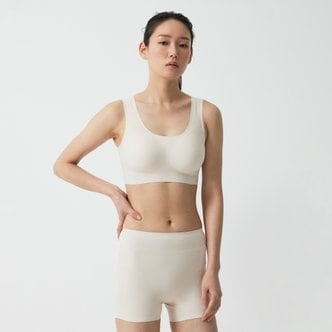 JAJU 여 노라인 크롭브라(BEIGE / BLACK)