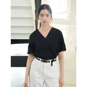 V-neck silket T-shirt _ Black