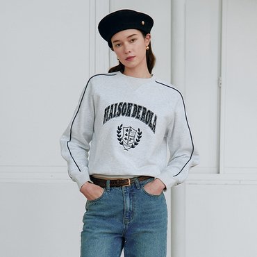 로라로라 LOGO PIPING SWEATSHIRTS MELANGE GRAY