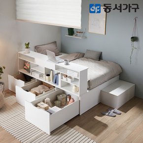 라보 멀티베드 대용량 수납 벙커침대+수납계단+책장+SS/9존매트 DF642360