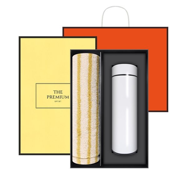 송월타올 솔리드 스트라이프 220g 호텔수건+텀블러(리차드) 선물세트