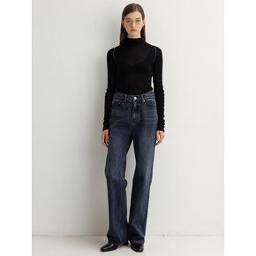 double waist-band denim pants (navy)