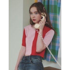 Sherbet Half and Half Sweater (Red & Pink)