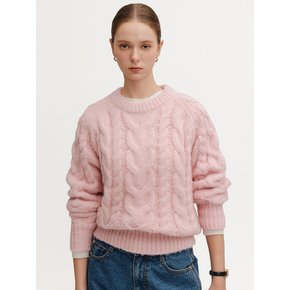 그레이디스 케이블 울 니트_핑크 / GLADYS CABLE WOOL KNIT_PINK