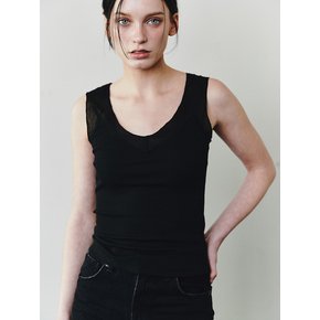 AS LINE MIX SLEEVELESS [BLACK]