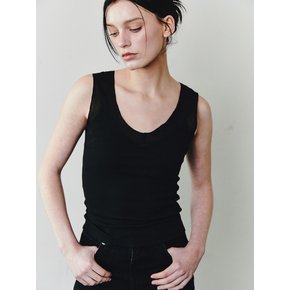 AS LINE MIX SLEEVELESS [BLACK]