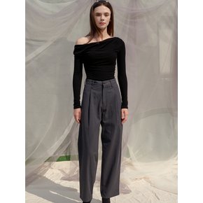 Baggy Pintuck Cotton Pants_Charcoal _Small