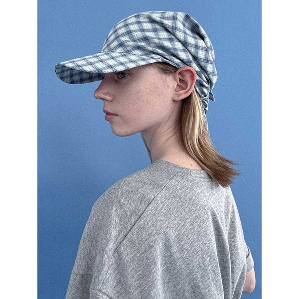 [25 SUMMER][SALT Label] CHECK SCARF HAT_BLUE