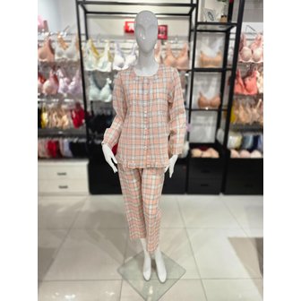 비너스 [시흥점] S 와코루 ) 선염면 요루체크 여자 파자마 세트 [WPA2472W-SM]
