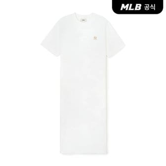 MLB [코리아공식]여성 베이직 스몰로고 라운드 롱 원피스 NY (Ivory)