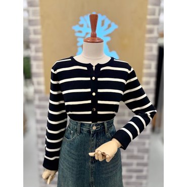 레코브 스트라이프 배색 가디건(LC31E9KC526X)