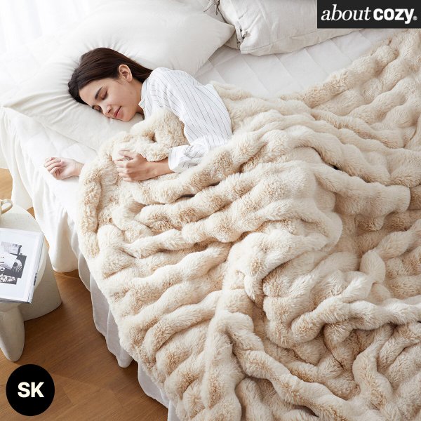 [어바웃코지/SK]라셀퍼 이불세트(SK,아이보리or베이지or그레이중선택,이불+멀티블랭킷+세탁망,30
