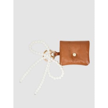 로로안코 Ballchain Mini Pouch Charm_PEARL BROWN