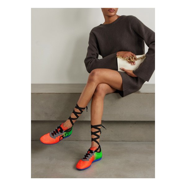 크로마톤 프린트 퍼포레이티드 가죽 스니커즈 1647597350076740