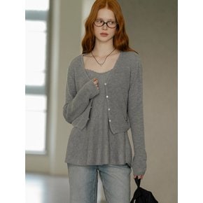 Romantic hachi knit sleeveless cardigan set_2color