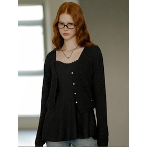 Romantic hachi knit sleeveless cardigan set_2color