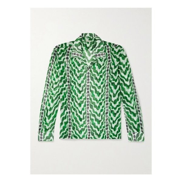 보디 서펜타인 프린트 실크 셔츠 그린 46376663162895547