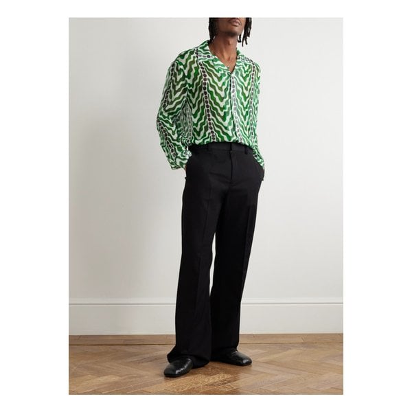 보디 서펜타인 프린트 실크 셔츠 그린 46376663162895547