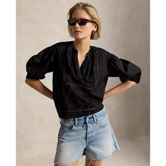 폴로 랄프 로렌 여성 레이스 트림 코튼 셔츠(WMPOSHTNDO21136001)