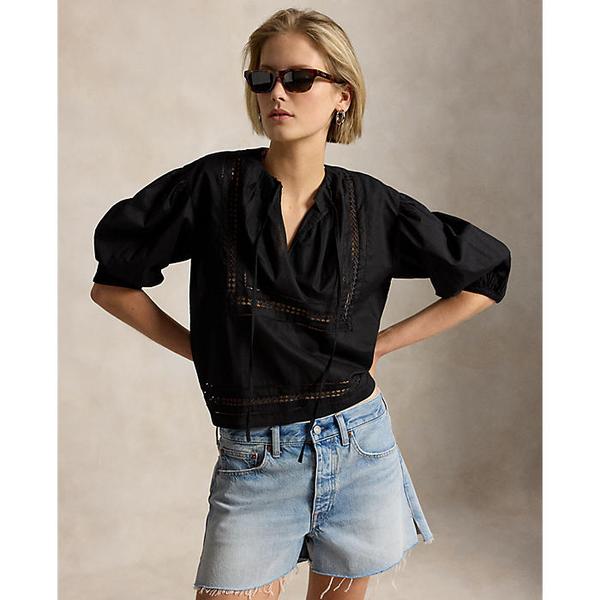 여성 레이스 트림 코튼 셔츠(WMPOSHTNDO21136001)