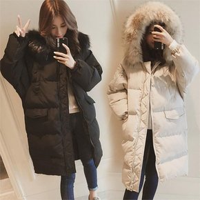 여성/겨울/루즈핏후드/인조퍼/하프롱패딩자켓 (8160163A)
