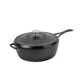 미국 롯지 무쇠팬 Lodge Deep Cast Iron 블랙lock Skillet with Lid Triple Seasoned 4 qt Capac