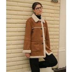 Wool shearing collar suede mustang coat_Brown