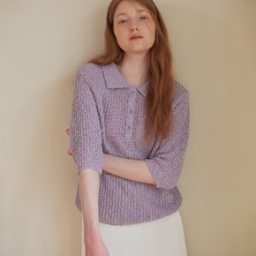 Collar Button Half Knit Violet