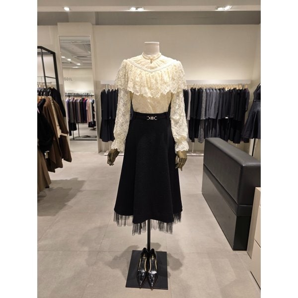 [파주점] 메탈 벨티드 펄 플레어 스커트 JPBA0SK133