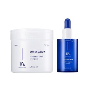 [미샤] 수퍼아쿠아 울트라 히알론 앰플 47ml + 수퍼아쿠아 토너 패드 180g SET