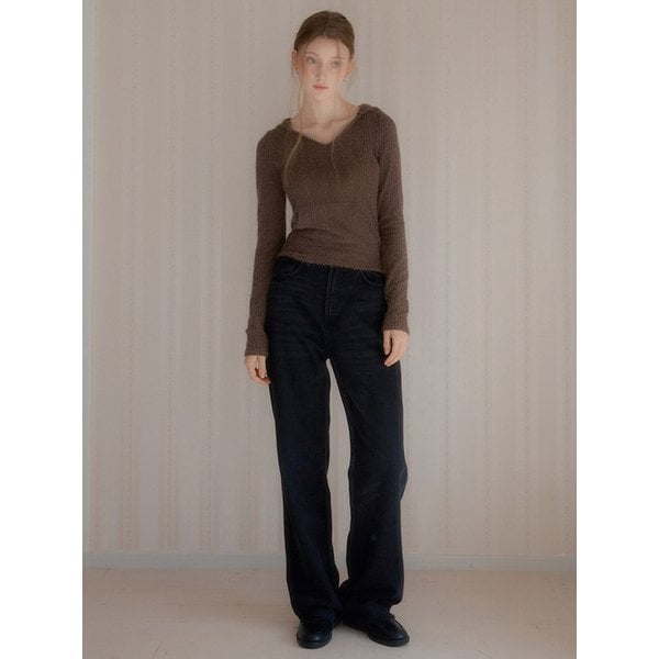 [리퍼브] 플러피 브이넥 슬림핏 후드 ( 2 colors )