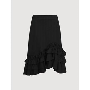 [Atelier] Frill Point Herringbone Stripe Long Skirt_LFKAW24830BKX