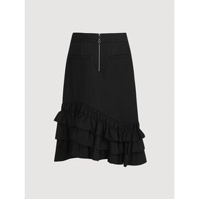 [Atelier] Frill Point Herringbone Stripe Long Skirt_LFKAW24830BKX