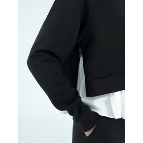 Raglan sleeve side-zip sweatshirt (black)