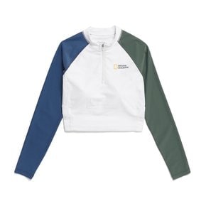 N232WRG610 여성 반집업 크롭 래쉬가드 OLIVE
