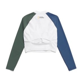 N232WRG610 여성 반집업 크롭 래쉬가드 OLIVE