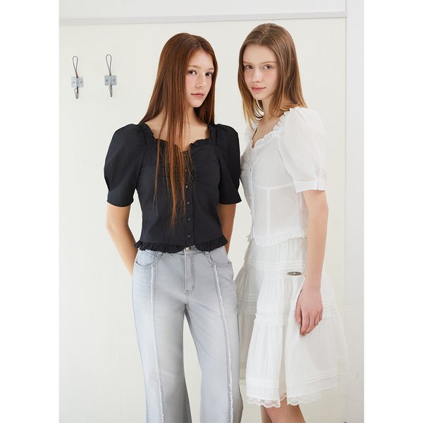 [시흥점] 여성 러블리 셔링 볼륨 블라우스 (ES2OBL56)